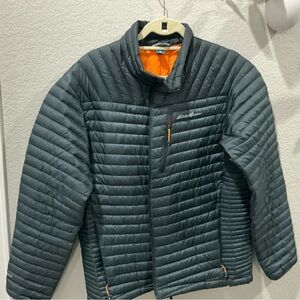 Eddie Bauer First Ascent Jacket Men Large Gray Goose Stormdown 800 Outdoors